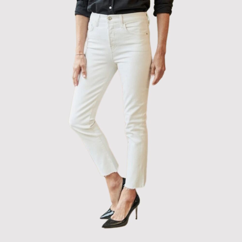 Frank & Eileen Womens Jeans Everday White Cork  Denim Straight High Rise Size 28